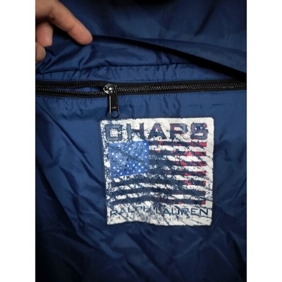 M630) Vtg Chaps Ralph Lauren Blue Nylon Windbreaker Rain Jacket Medium - Picture 5 of 10